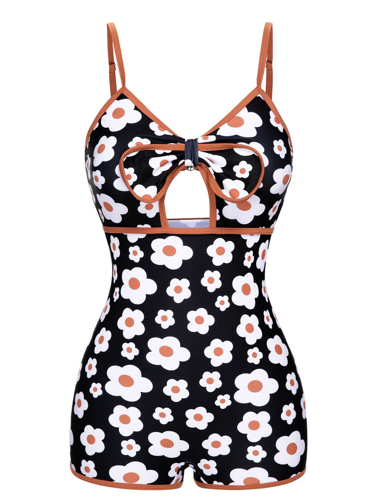 She's wearing 1930s Spaghetti Straps Cartoon Flowers Boxer Swimsuit and the whole beach remembers the 1930s