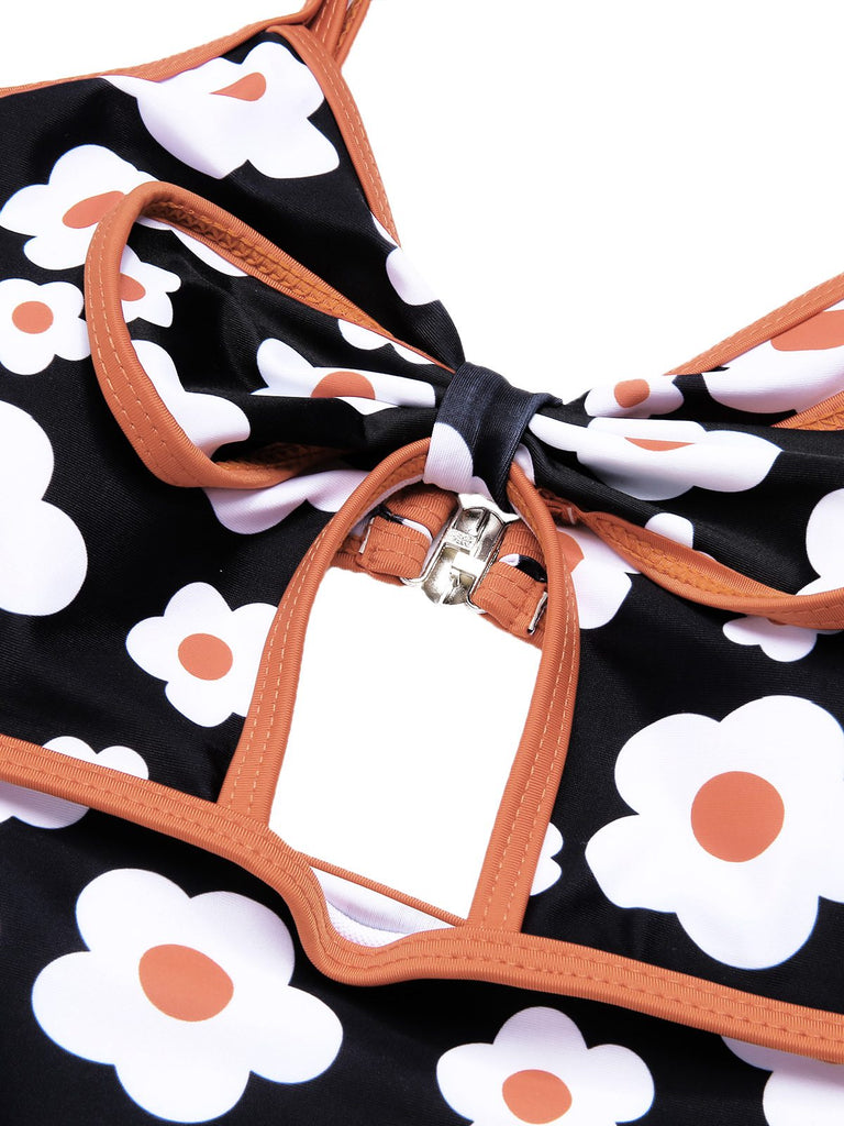 1930s Spaghetti Straps Cartoon Flowers Boxer Swimsuit — because 1930s glamour never goes out of style