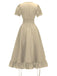 She slips into this 1930s Square Neck Wrinkles Puff Sleeves Dress and suddenly it's a 1930s daydream