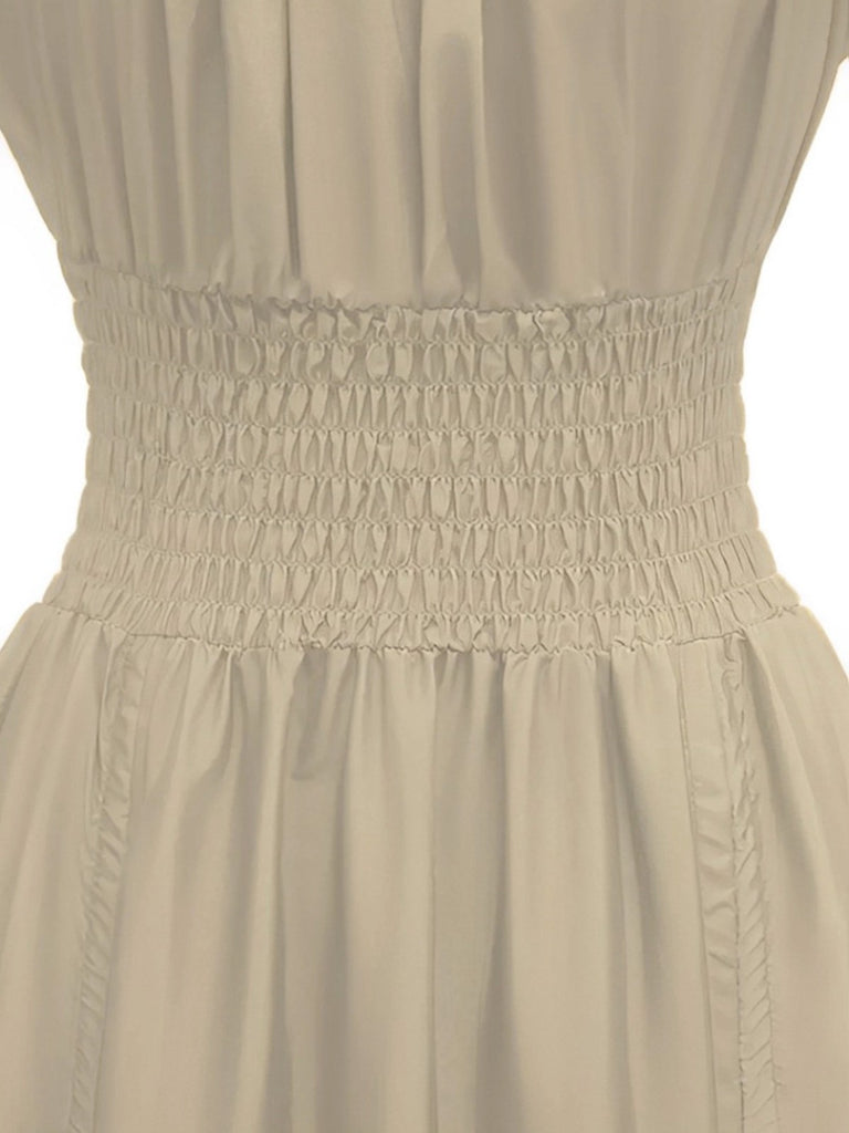 1930s Square Neck Wrinkles Puff Sleeves Dress: where 1930s romance meets her modern spirit