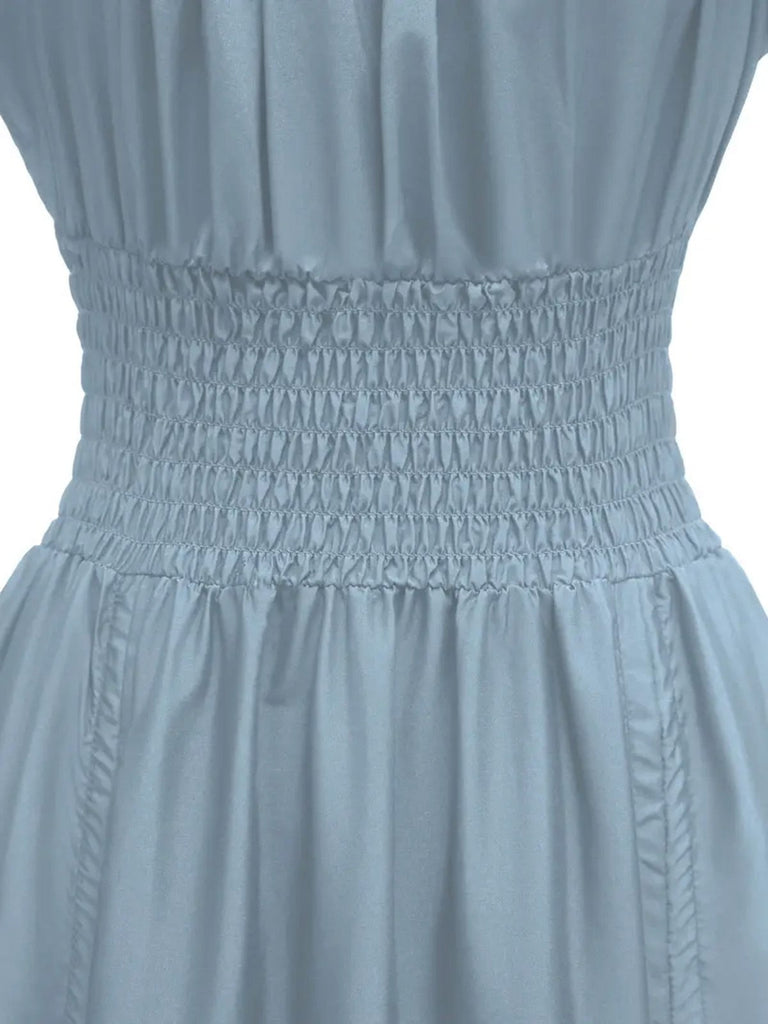 She slips into this 1930s Square Neck Wrinkles Puff Sleeves Dress and suddenly it's a 1930s daydream