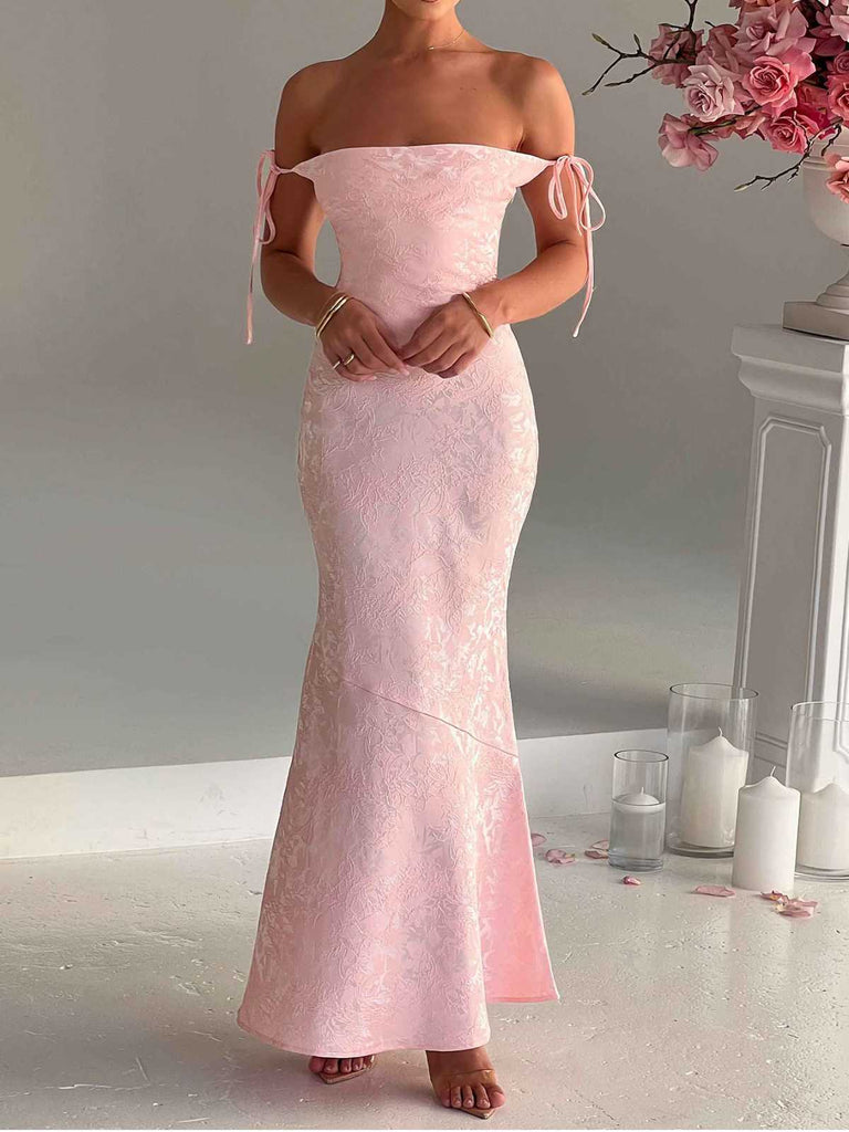 1930s Strap Floral Jacquard Mermaid Dress - vintage dress, retro fashion