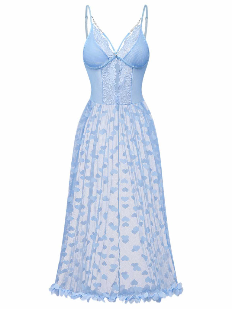 1930s Strap Lace Heart Nightgown - vintage nightgown, retro sleepwear