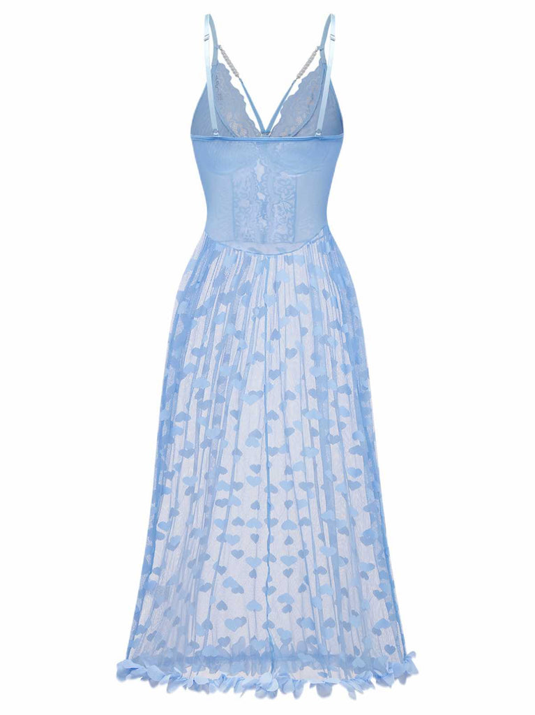 1930s Strap Lace Heart Nightgown - vintage nightgown, retro sleepwear