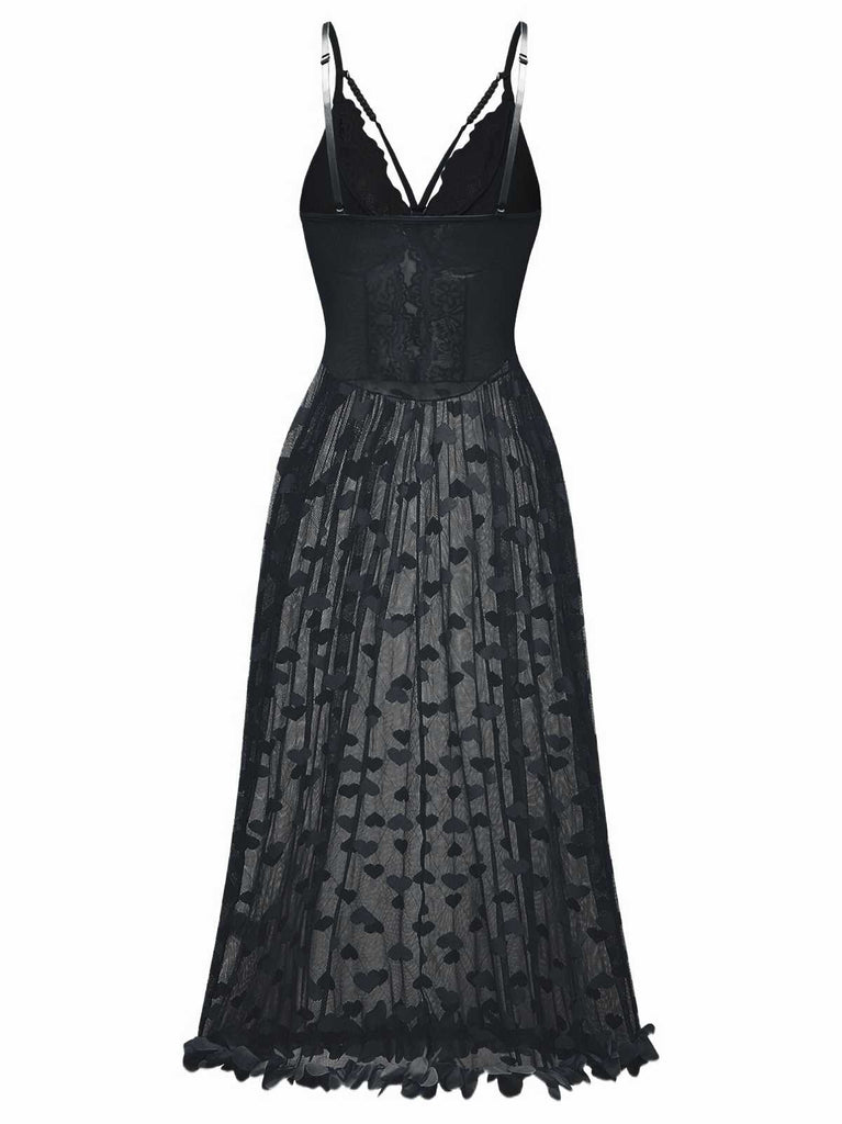 1930s Strap Lace Heart Nightgown - vintage nightgown, retro sleepwear