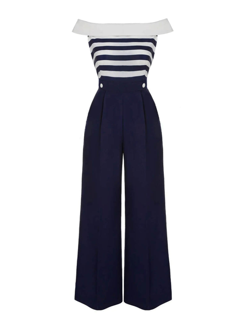 1930s Stripe OffShoulder Jumpsuit | 1930s | vintage romper, retro jumpsuit