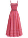 1930s Striped Spaghetti Strap Hollow Smocked Dress | vintage dress, retro fashion, elegant style - perfect for retro fashion enthusiasts