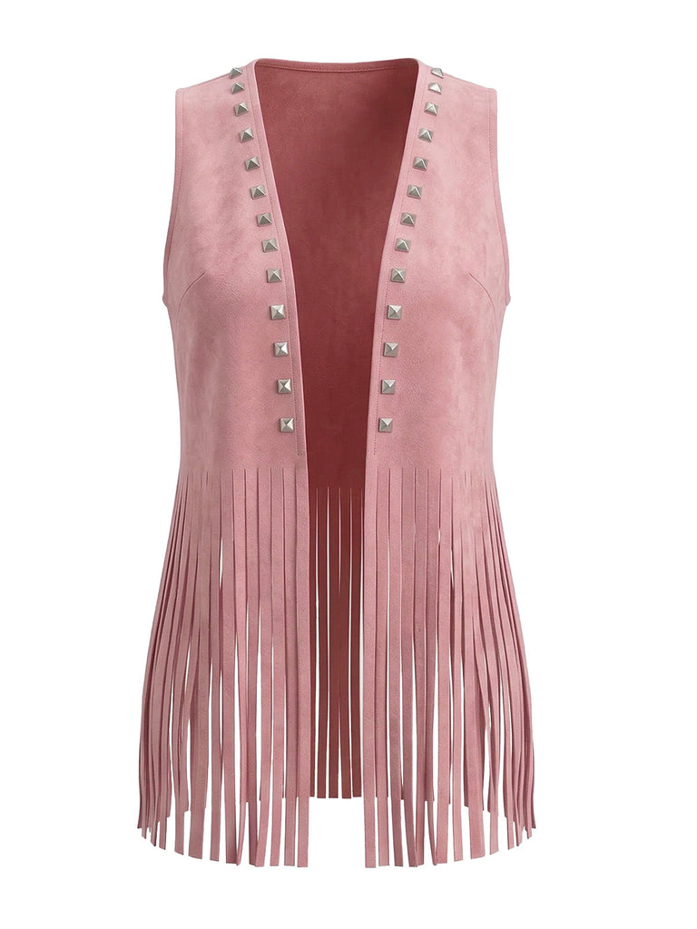 1930s Suede Studded Fringe Western Vest, vintage fashion, retro style - perfect for women who love vintage and retro fashion