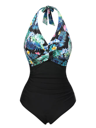 She's wearing 1930s Tropical Plants Lace-Up Halter Swimsuit and the whole beach remembers the 1930s