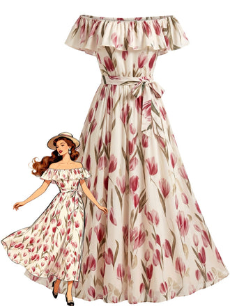 1930s Floral Halter Vintage Classic Dress