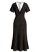 1930s V-Neck Polka Dot Flutter Sleeve Maxi Mermaid Dress, vintage dress, retro fashion - vintage inspired fashion