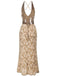 1930s V-Neck Jacquard Floral Backless Dress - vintage dress, retro fashion