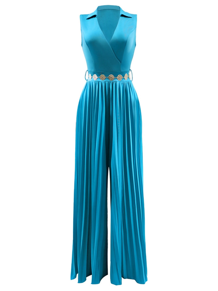 This 1930s V-Neck Lapel Pleated Wide-Leg Jumpsuit whispers 1930s secrets to those who notice