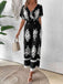 This 1930s V-Neck National Totem Wideleg Jumpsuit whispers 1930s secrets to those who notice