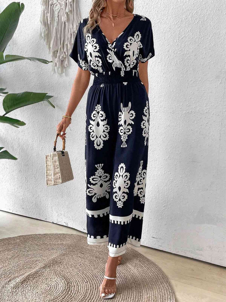 1930s V-Neck National Totem Wideleg Jumpsuit — 1930s style that transcends decades