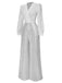 1930s V-Neck Puff Sleeve Sequins Wide-Leg Jumpsuit: timeless 1930s elegance she makes her own