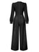 She finds her 1930s story in this 1930s V-Neck Puff Sleeve Sequins Wide-Leg Jumpsuit