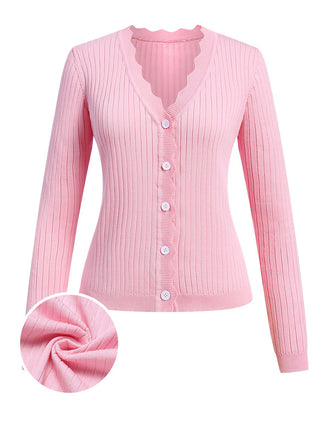 1930s V-Neck Ruffles Long Sleeve Sweater Coat - vintage fashion, retro style