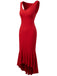 This 1930s V-Neck Sleeveless Ruffled Fishtail Dress wraps her in 1930s elegance, one twirl at a time