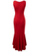 1930s V-Neck Sleeveless Ruffled Fishtail Dress, vintage dress, retro fashion - perfect for women who love vintage and retro fashion