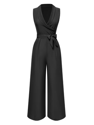 1930s VNeck Solid Belted Sleeveless | 1930s | vintage romper, retro jumpsuit