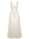 1930s V-Neck Strappy Mesh Flowing Maxi Dress - vintage dress, retro fashion