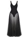 1930s V-Neck Strappy Mesh Flowing Maxi Dress - vintage dress, retro fashion