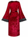 1930s Velvet Lace Long Sleeve Patchwork Pajama Robe - vintage fashion, retro style