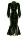 1930s Velvet Pearl Lantern Sleeve Mermaid Dress - vintage dress, retro fashion