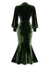 1930s Velvet Pearl Lantern Sleeve Mermaid Dress - vintage dress, retro fashion