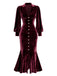 1930s Velvet Pearl Lantern Sleeve Mermaid Dress - vintage dress, retro fashion