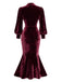 1930s Velvet Pearl Lantern Sleeve Mermaid Dress - vintage dress, retro fashion