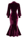 1930s Velvet Pearl Lantern Sleeve Mermaid Dress - vintage dress, retro fashion