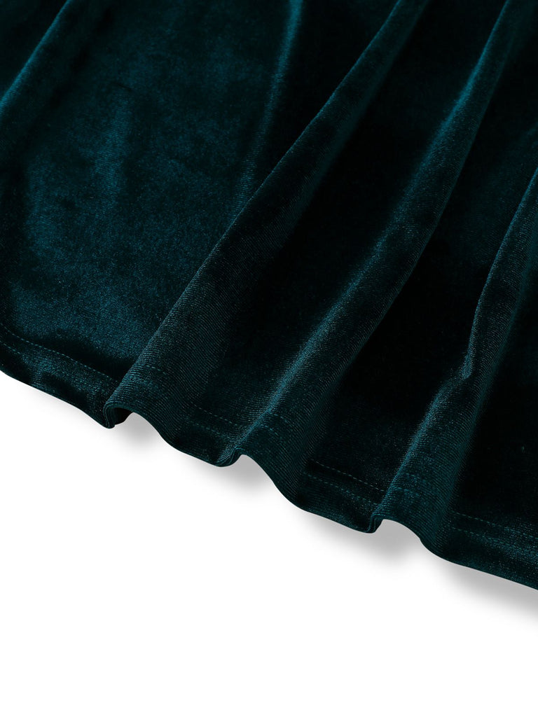 1930s Velvet Solid Short Sleeve Maxi Dress - vintage dress, retro fashion