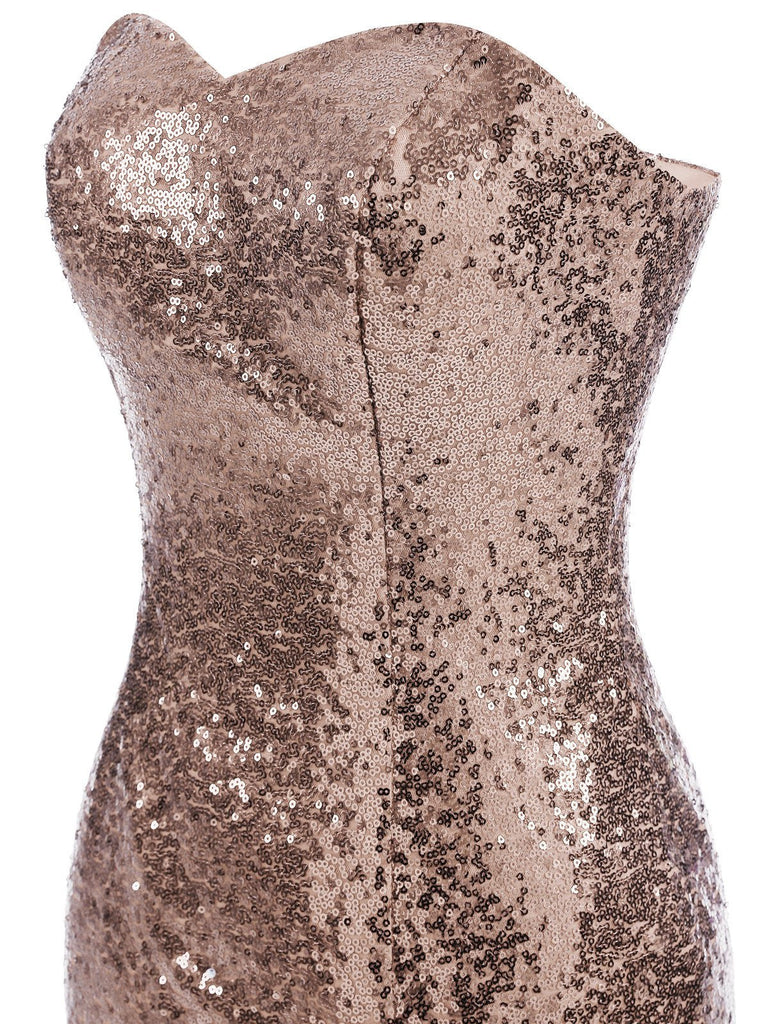 1930s Vintage Sequin Strapless Dress: where 1930s romance meets her modern spirit