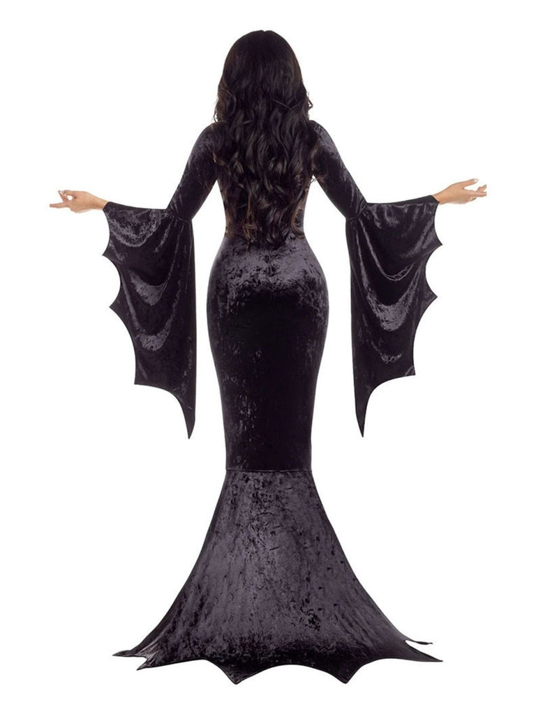 1930s Halloween Velvet Witch Batwing Sleeve Mermaid dress - vintage dress, retro fashion