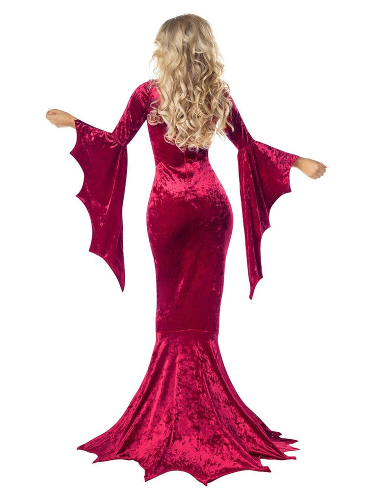 1930s Halloween Velvet Witch Batwing Sleeve Mermaid dress - vintage dress, retro fashion