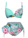 [Plus Size] 1940S Tropical Plant Patchwork Lace-Up Swimsuit, vintage swimsuit, pin-up swimwear - perfect for women who love vintage and retro fashion