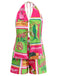 2PCS 1940s Floral Pineapple Spaghetti Strap Cardigan & Shorts - vintage fashion, retro style