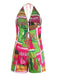 2PCS 1940s Floral Pineapple Spaghetti Strap Cardigan & Shorts - vintage fashion, retro style