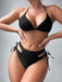 3PCS Black 1940s Sheer Tropical Floral Crop Top & Bikini Set - vintage fashion, retro style, classic black