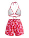 1940s Abstract Printed Halter Bikini Set & Cover-Up - vintage swimsuit, pin-up swimwear for vintage lovers