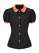 Black 1940s Peter Pan Collar Halloween Puff Sleeve Blouse - vintage fashion, retro style, classic black