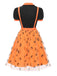 2PCS 1940s Halloween Peter Pan Collar Blouse & Smiley Face Mesh Skirt - vintage skirt, retro style