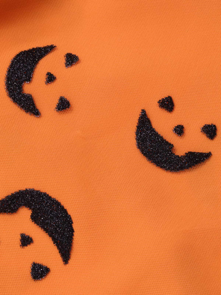 2PCS 1940s Halloween Peter Pan Collar Blouse & Smiley Face Mesh Skirt - vintage skirt, retro style