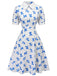 1940s Blue Butterfly Doll Neck Dress, vintage dress, retro fashion - perfect for women who love vintage and retro fashion