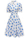 1940s Blue Butterfly Doll Neck Dress, vintage dress, retro fashion - perfect for women who love vintage and retro fashion