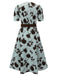1940s Blue Floral Dress With Bow Belt, vintage dress, retro fashion, floral print - perfect for women who love vintage and retro fashion
