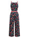 This 1940s Christmas Cat Spaghetti Strap Velvet Jumpsuit whispers 1940s secrets to those who notice