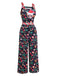 1940s Christmas Cat Spaghetti Strap Velvet Jumpsuit — 1940s style that transcends decades